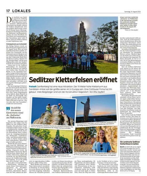 Sedlitzer Kletterfelsen eroeffnet